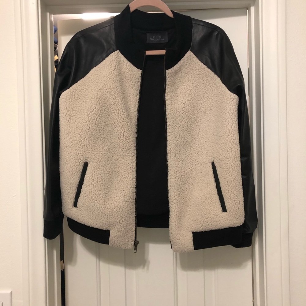 Patterson leather and fleece bomber jacket